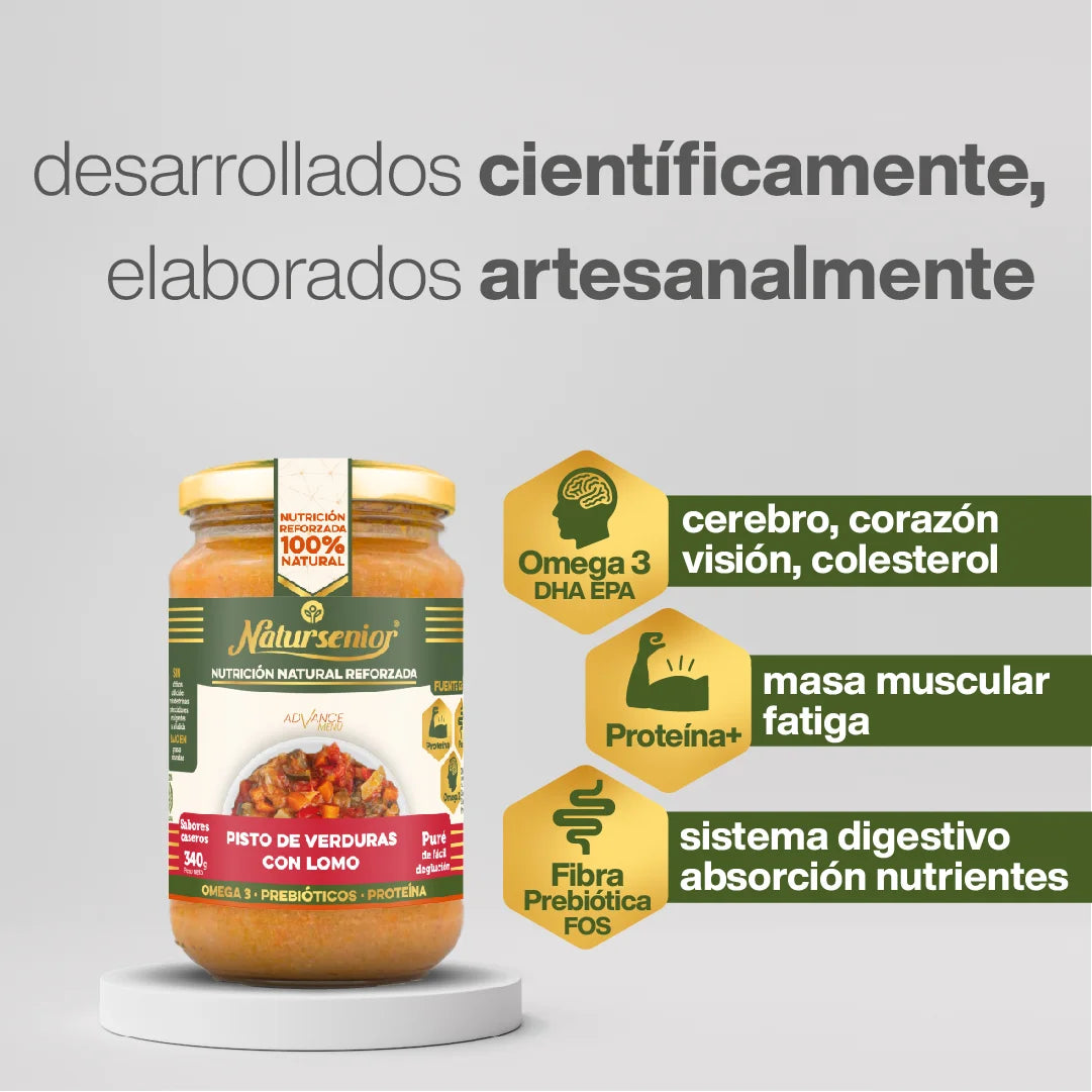 Puré de Pisto de verduras con lomo.