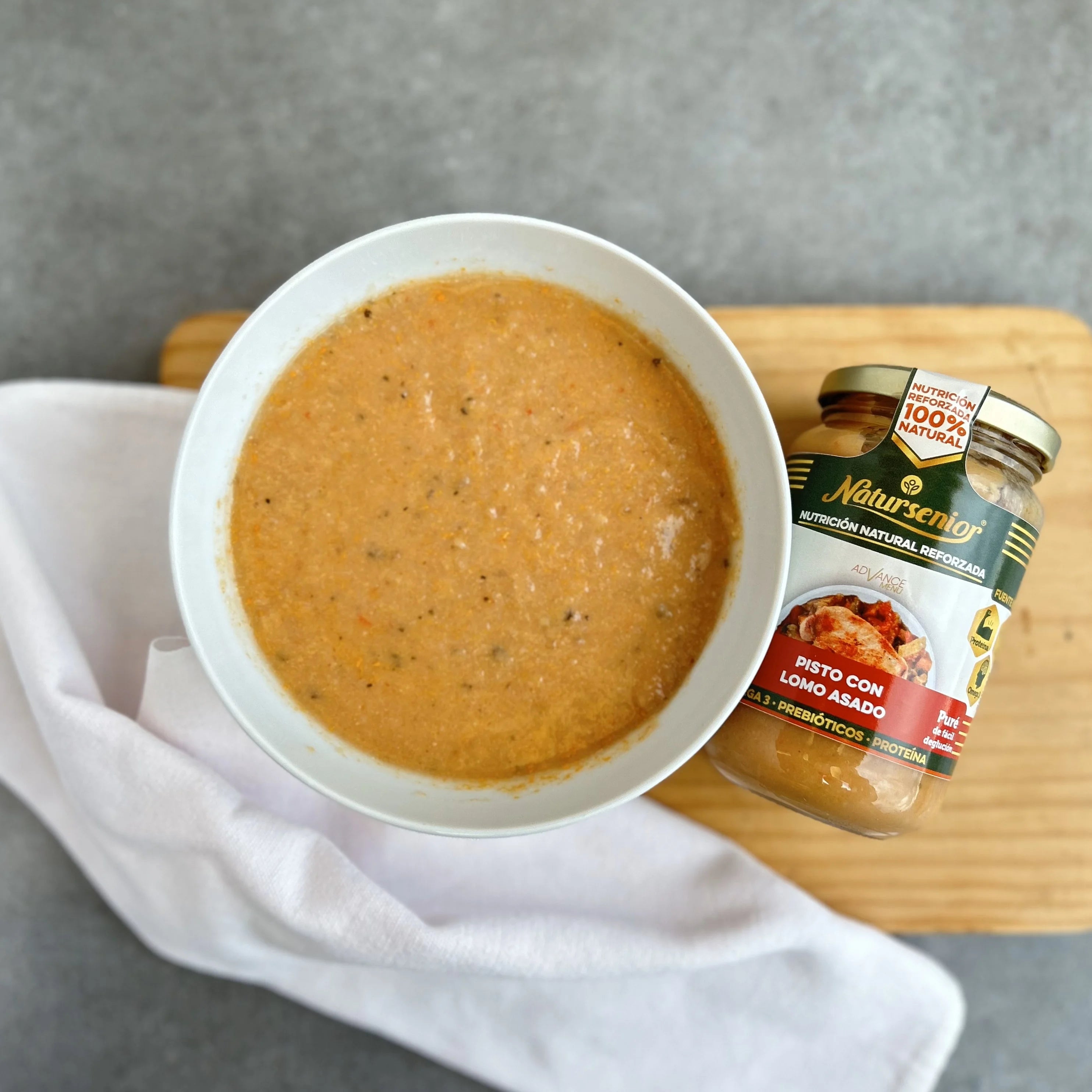 Puré de Pisto de verduras con lomo