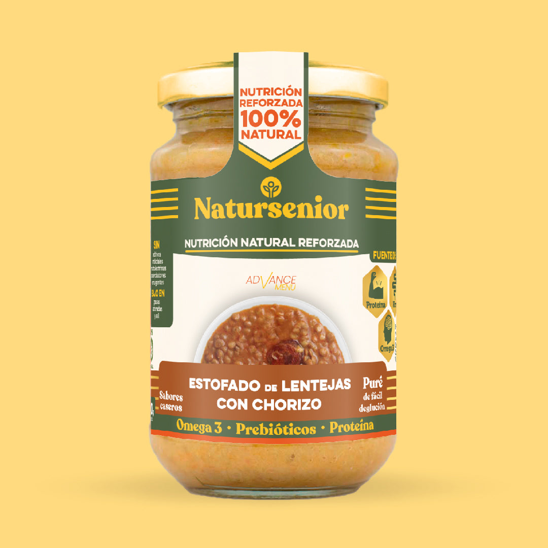 Puré de Estofado de lentejas con chorizo.