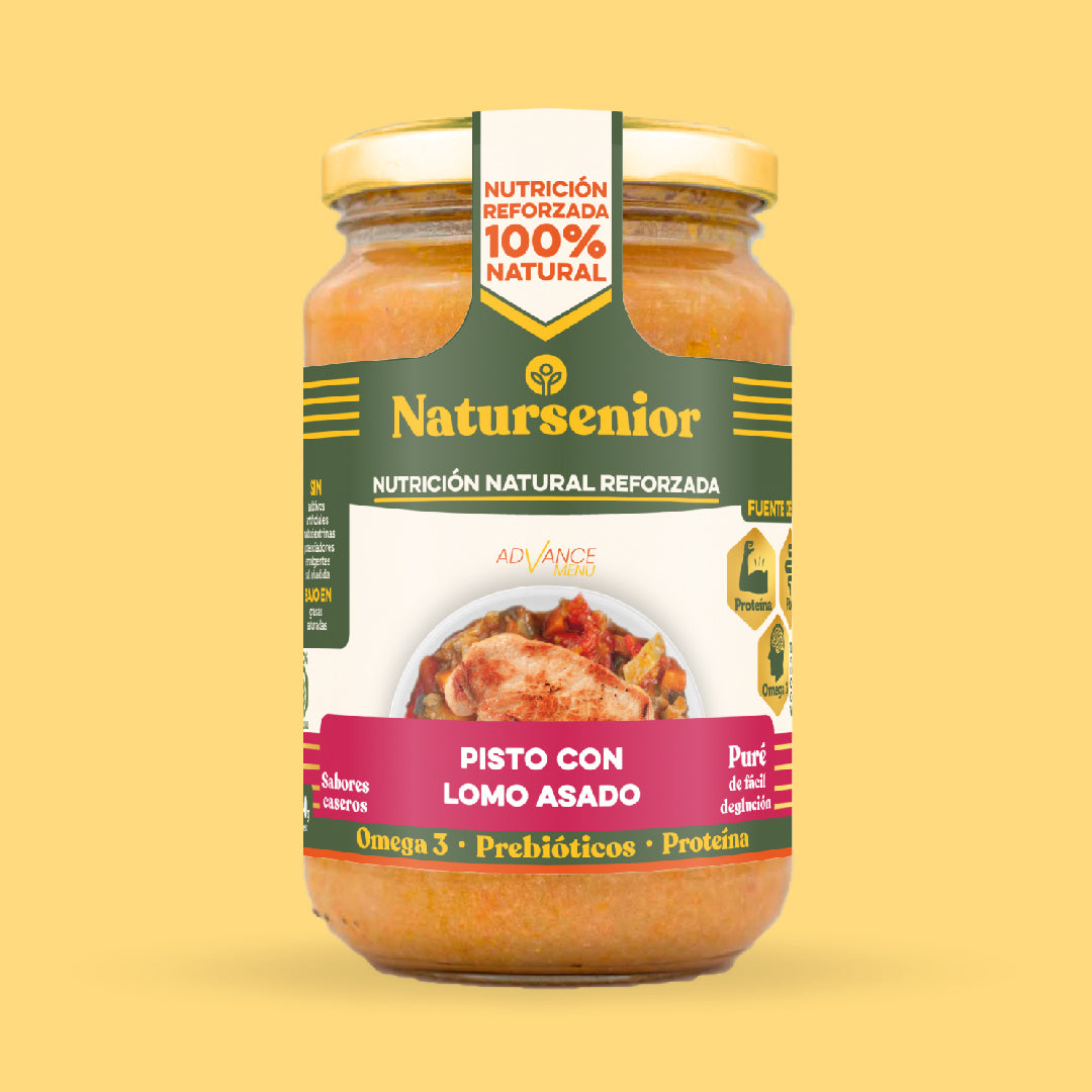 Puré de Pisto de verduras con lomo.